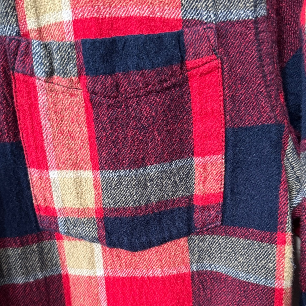 Cozy Red and Navy Plaid Flannel Shirt - Picture 3 of 4